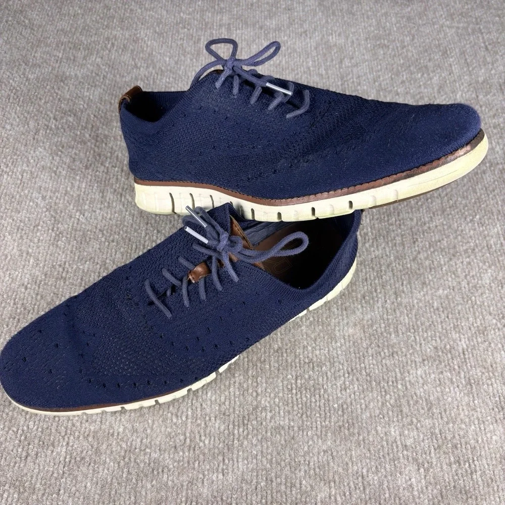 Cole Haan OriginalGrand Wingtip Oxford Shoes Men's 9M Navy Blue Knit Sneakers